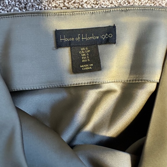 House of Harlow Olive Green Satin Drape Neck Gems Spaghetti Strap Top Sz S /NWOT - Picture 6 of 7